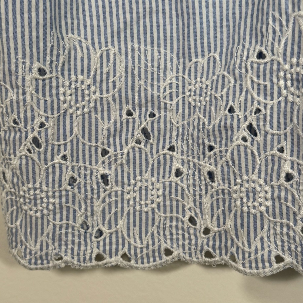Soma 100% Cotton Embroidered Sleep Dress Striped Size M Cottage Core Floral - Picture 3 of 9